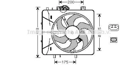 AVA CITROEN Вентилятор радіатора C2/3, Peugeot 1007/207 1.1/1.6 03- для AVA COOLING CN7527 фото товару