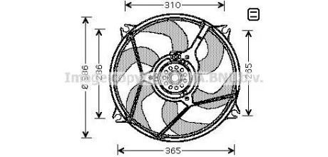 AVA CITROEN Вентилятор радіатора Berlingo, Jumpy, Peugeot 807, Partner 1.4/2.0HDI 99- для Citroen, Peugeot AVA COOLING CN7530 фото товару