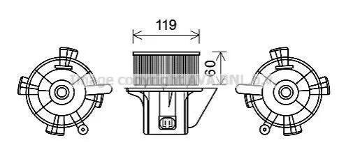 <strong>Вентилятор обігрівача салону Citroen C4 (04-11), Peugeot 307 (00-08) AC+ AVA AVA COOLING CN8299 (фото 1)</strong>