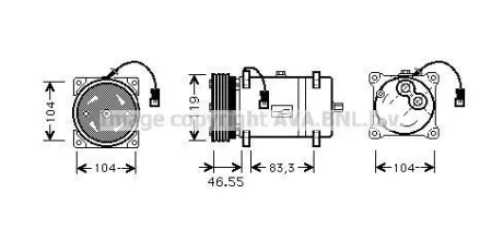 AVA CITROEN Компресор кондиціонера BERLINGO 96-, FIAT, LANCIA, PEUGEOT для AVA COOLING CNAK161 фото товару