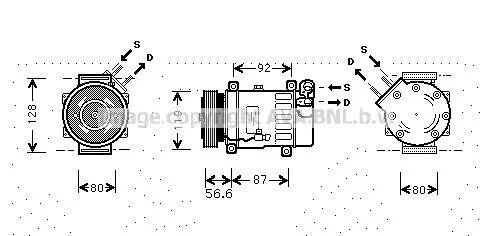 <strong>Компресор кондиціонера Citroen Berlingo (96-)/Peugeot Partner (96-) 1.6HDi/Fiat Fiorino (07-), Doblo (09-) 1.3MultiJet, 1.4i AVA AVA COOLING CNAK238 (фото 1)</strong>