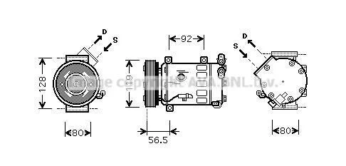<strong>Компресор кондиціонера Citroen Berlingo (08-), C4 (04-), C5 (08-)/Peugeot Partner (08-), 3008 (09-), 5008 (10-), 307 (01-), 308 (08-) 1.6HDi, 2.0i AVA AVA COOLING CNAK242 (фото 1)</strong>