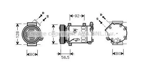 Компресор кондиціонера Citroen Berlingo (08-), C4 (04-), C5 (08-)/Peugeot Partner (08-), 3008 (09-), 5008 (10-), 307 (01-), 308 (08-) 1.6HDi, 2.0i AVA для Citroen, Peugeot, Fiat, Lancia AVA COOLING CNAK242 фото товару
