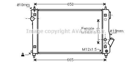 AVA CHEVROLET Радіатор охолодження двиг. Aveo AVA COOLING DW2087 фото товару