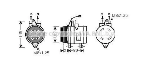 AVA CHEVROLET Компресор кондиціонера MATIZ 0.8 05-, SPARK 0.8 05-, DAEWOO для AVA COOLING DWAK079 фото товару