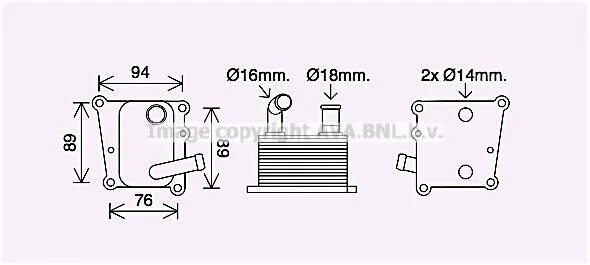 <strong>AVA FORD Оливний радіатор (без корпуса) FIESTA IV 00-, FOCUS I 99-, TOURNEO CONNECT 1.8 TDCi 02- AVA COOLING FD3598 (фото 1)</strong>