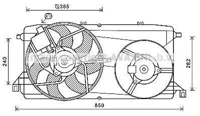 AVA FORD Вентилятор радіатора (дифузор в зборі) TRANSIT TOURNEO 2.2 06-, TRANSIT 2.2 06- AVA COOLING FD7580 фото товару