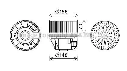 Вентилятор обігрівача салону Ford Focus (04-12), C-MAX (07-10) AVA для AVA COOLING FD8612 фото товару