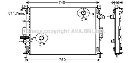 AVA FORD Радіатор сист. охолодження двигуна MONDEO 07-, FOCUS III 10-, VOLVO AVA COOLING FDA2421 фото товара