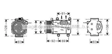 AVA FORD Компресор кондиціонера MONDEO III 1.8, 2.0 00-, TRANSIT 2.3 06- для Ford AVA COOLING FDAK171 фото товару