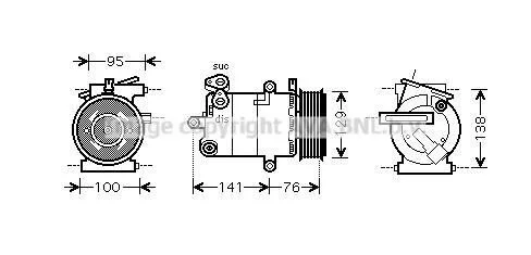 <strong>AVA CITROEN Компресор кондиціонера JUMPER II 2.2 06-, FIAT, FORD, PEUGEOT AVA COOLING FDAK417 (фото 1)</strong>