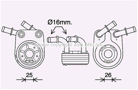 AVA FIAT Масляний радіатор Bravo II, Doblo, Multipla, Marea, Stilo 01- AVA COOLING FT3458 фото товара