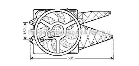 AVA FIAT Вентилятор радіатора (з дифузором) GRANDE PUNTO 1.3, 1.4 05-, PUNTO 1.3 12- AVA COOLING FT7530 (фото 1)