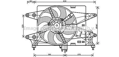 <strong>Вентилятор охолодження радіатора (з дифузором) Fiat Doblo (01-) 1.4i, 1.6i AVA AVA COOLING FT7560 (фото 1)</strong>