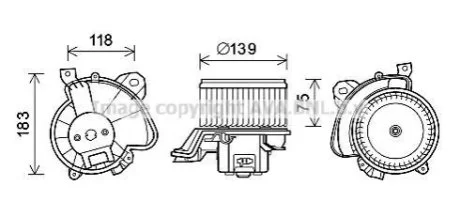 Вентилятор обігрівача салону Citroen Nemo Peugeot Bipper Fiat Qubo 1,3HDI 08> Punto 1,4i 07> man AC+/-  AVA для AVA COOLING FT8431 фото товару