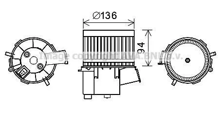 <strong>Вентилятор обігрівача салону Fiat 500 (08-)/Ford KA (08-16) AVA AVA COOLING FT8448 (фото 1)</strong>