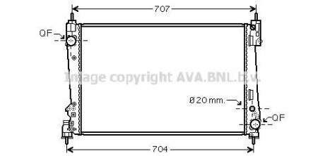 AVA FIAT Радіатор охолодження двиг. BRAVO II 1.4 07-, PUNTO 1.3 D 12-, ALFA ROMEO AVA COOLING FTA2401 фото товара