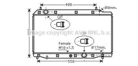 AVA HONDA Радіатор охолодження двиг. CR-V II 2.2 CTDi 05-, FR-V 2.2 i CTDi 05- AVA COOLING HD2215 фото товару