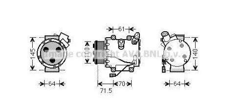 AVA HONDA Компресор кондиціонера CIVIC VIII 2.2 CTDi 05- для AVA COOLING HDAK235 фото товару