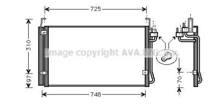 Радіатор кондиціонера Hyundai Terracan (01-), Trajet (99-) AVA для AVA COOLING HY5071D фото товару