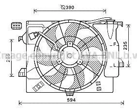 <strong>AVA HYUNDAI Вентилятор радіатора (з дифузором) ACCENT i25 10-, SOLARIS 10-, VELOSTER 1.6 11-, KIA AVA COOLING HY7546 (фото 1)</strong>