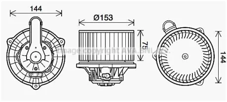 Вентилятор обігрівача Hyundai Elantra (10-), i30 (11-)/KIA Ceed (12-), Cerato (12-) AVA для Hyundai, KIA AVA COOLING HY8450 фото товару