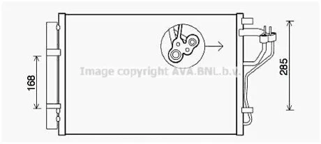 AVA HYUNDAI Радіатор кондиціонера (конденсатор) з осушувачем ELANTRA V 1.6, 1.8 10-, i30 1.4, 1.6 11- для KIA, Hyundai AVA COOLING HYA5308D фото товару