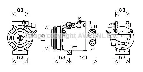 <strong>Компресор кондиціонера Hyundai SantaFe (05-) 2.0CRDi, 2.2CRDi AVA AVA COOLING HYK342 (фото 1)</strong>