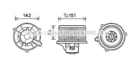 Вентилятор отопителя салона Kia Rio (00-05) 1.3i 1.5i AVA AVA COOLING KA8224