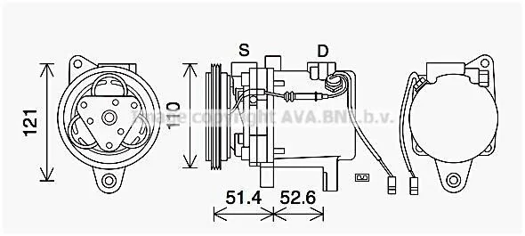 <strong>AVA SMART Компресор кондиціонера CABRIO 0.6-0.8, CITY-COUPE 0.6-0.8, FORTWO 0.6-0.8 AVA COOLING MCAK019 (фото 1)</strong>