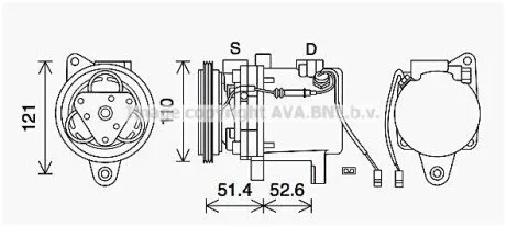 AVA SMART Компресор кондиціонера CABRIO 0.6-0.8, CITY-COUPE 0.6-0.8, FORTWO 0.6-0.8 для AVA COOLING MCAK019 фото товару