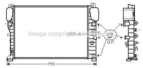 <strong>Радіатор охолодження двигуна MB E211 200 komp 220-270 CDI MT/AT AC+/- AVA AVA COOLING MSA2394 (фото 1)</strong>