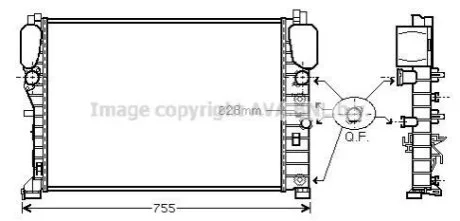 Радіатор охолодження двигуна MB E211 200 komp 220-270 CDI MT/AT AC+/- AVA для AVA COOLING MSA2394 фото товару