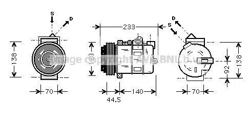 <strong>Компресор кондиціонера MB C-Class 202, 203, E-Class 210, M-Class 163, S-Class 220, Sprinter 903, 904, Vito 638 AVA AVA COOLING MSAK277 (фото 1)</strong>