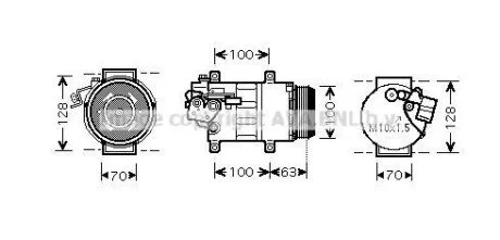 Компресор кондиціонера MB A-Class W169 (05-), B-Class W245 (05-) 2.0CDi AVA для Mercedes AVA COOLING MSAK404 фото товару