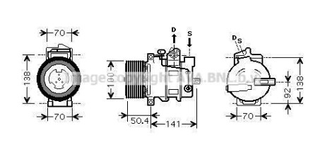 Компресор кондиціонера MERCEDES-BENZ GL,ML-SERIES (2005) (AVA) AVA COOLING MSAK431 фото товара