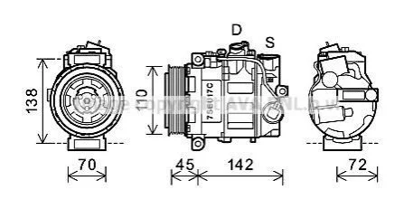 <strong>Компрессор кондиционера MB C-Class 203 (00-), E-Class 210, 211 (96-), ML 163 (98 AVA COOLING MSAK615 (фото 1)</strong>