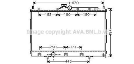Радіатор охолодження MITSUBISHI OUTLANDER (CU2, 5W) (03-) (аналог MTА2183) (вир-во AVA) для Mitsubishi AVA COOLING MT2183 фото товару