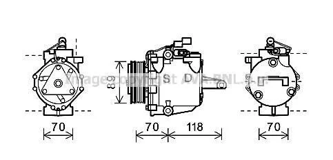 <strong>AVA MITSUBISHI Компресор кондиціонера COLT VI 1.1, 1.3, 1.5 04- AVA COOLING MTAK224 (фото 1)</strong>