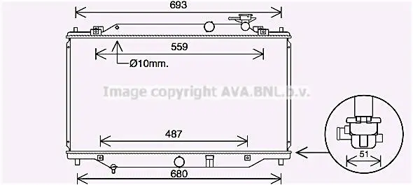 <strong>AVA MAZDA Радіатор системи охолодження двигуна 6 2.2 D 12- AVA COOLING MZ2269 (фото 1)</strong>