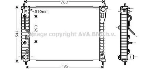 AVA CHEVROLET Радіатор системи охолодження двигуна CAPTIVA 06-, OPEL, VAUXHALL для Opel, Chevrolet, Vauxhall AVA COOLING OL2434 фото товара