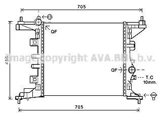 AVA OPEL Радіатор системи охолодження двигуна MERIVA B 1.4 10-, NISSAN NV400 dCi 170 15-, VAUXHALL для AVA COOLING OL2568 фото товару