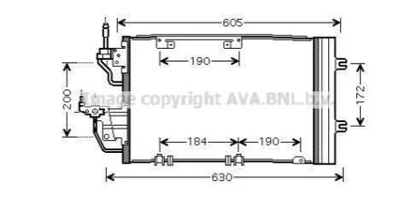 Конденсатор кондиціонера OPEL ASTRA (2004) (вир-во AVA) для Opel, Vauxhall AVA COOLING OL5454D фото товару