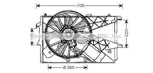 <strong>AVA OPEL Вентилятор радіатора (з дифузором) MERIVA A 1.4, 1.6, 1.8 03-, VAUXHALL AVA COOLING OL7527 (фото 1)</strong>