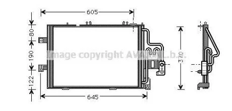 Радіатор кондиціонера для Daewoo, Chevrolet, Ravon, BYD AVA COOLING OLA5307 фото товару