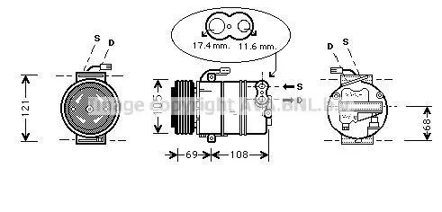 <strong>Компресор кондиціонера Opel Astra G (98-), Meriva (03-), Zafira (99-) 1.4i, 1.6i, 1.8i, 2.0i AVA AVA COOLING OLAK316 (фото 1)</strong>