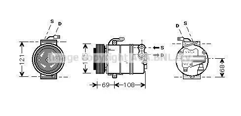 <strong>Компресор кондиціонера Opel Astra G (99-), Zafira (99-) 2.0Di, 2.2DTi AVA AVA COOLING OLAK358 (фото 1)</strong>