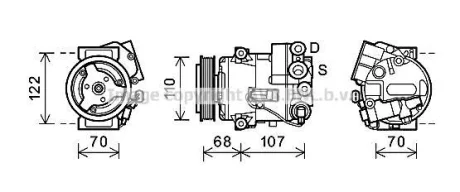 AVA OPEL Компресор кондиціонера ASTRA J, MERIVA B для Opel, Vauxhall AVA COOLING OLAK594 фото товару