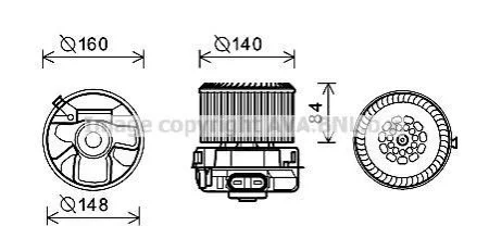 <strong>Вентилятор обігрівача салону Citroen C1 Peugeot 107 Toyota Aygo 05>11 AC+ AVA AVA COOLING PE8369 (фото 1)</strong>