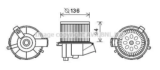 <strong>Вентилятор обігрівача салону Peugeot 307 (01-) AVA AVA COOLING PE8387 (фото 1)</strong>